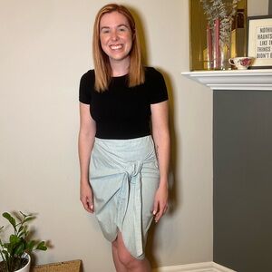 Light denim wrap skirt